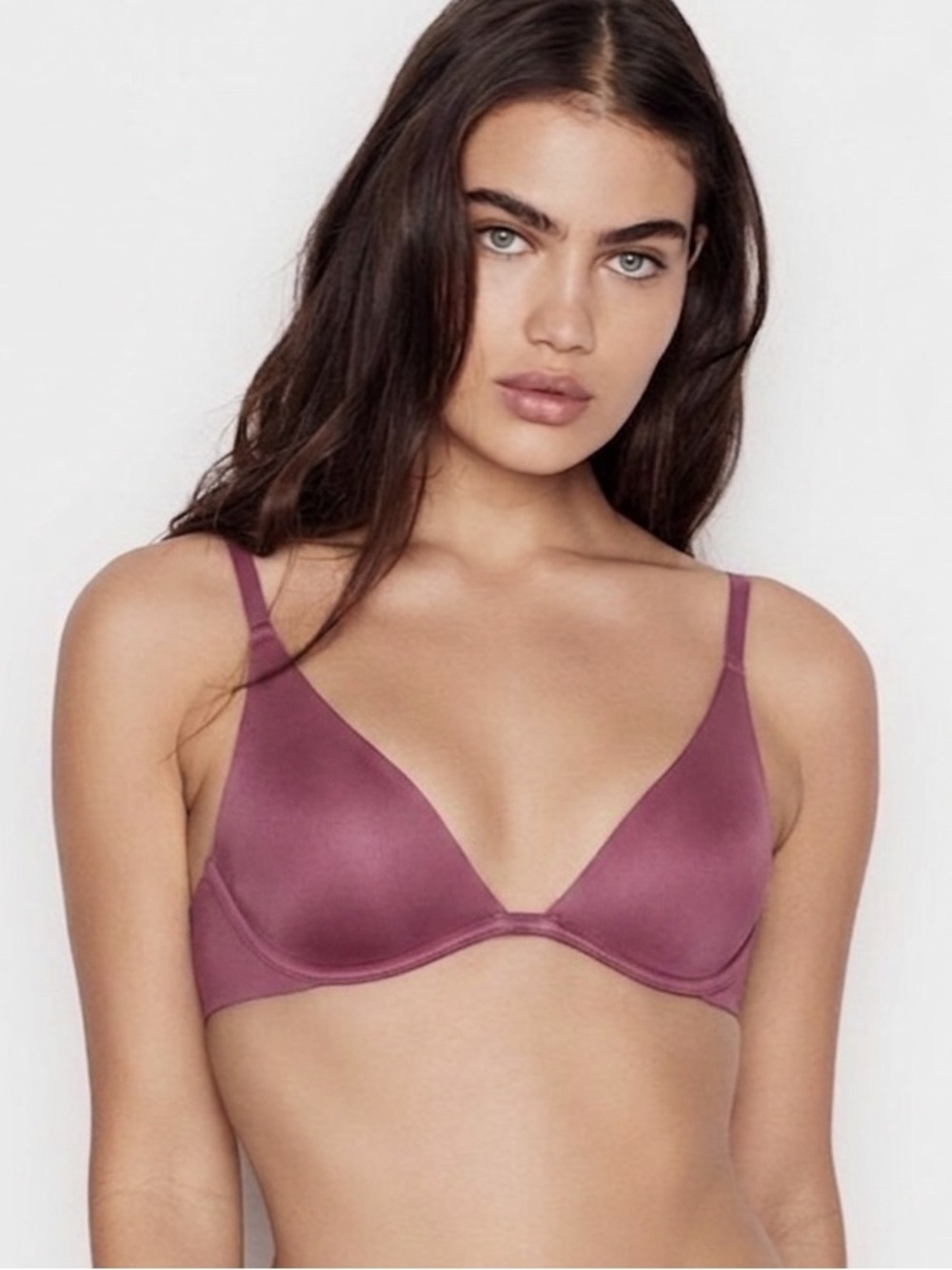 NEW VICTORIAS SECRET Increfible by VS Unlined Plunge Bra in Mauve Pink 36DD